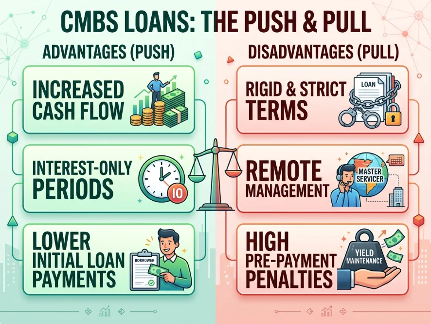advantages and disadvantages of CMBS loans